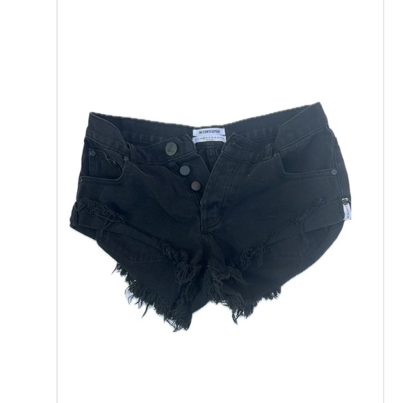 One Teaspoon Black Distressed Jean Shorts bandits - Picture 1 of 9
